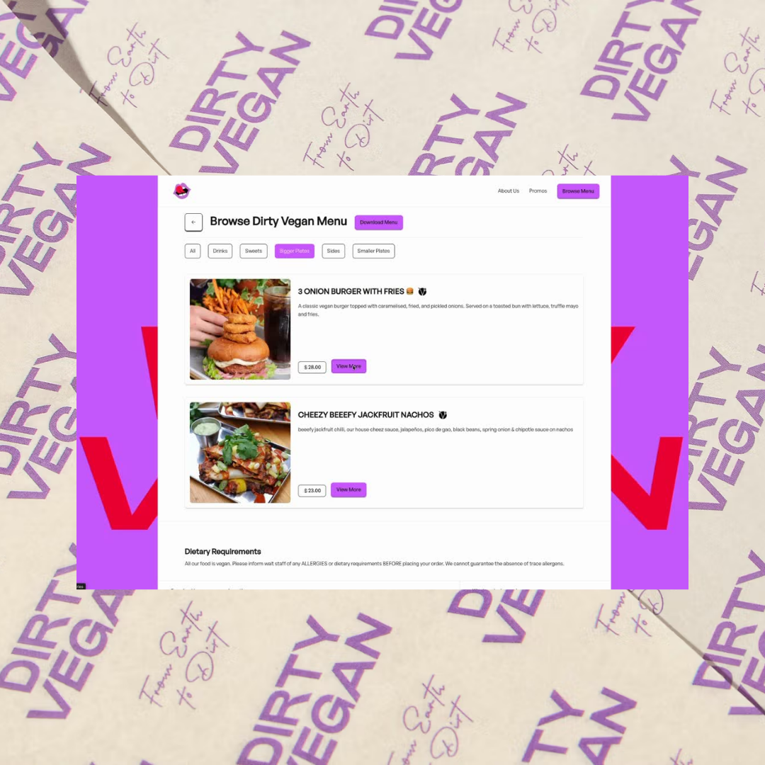 Concept website built for Dirty Vegan - Demo
